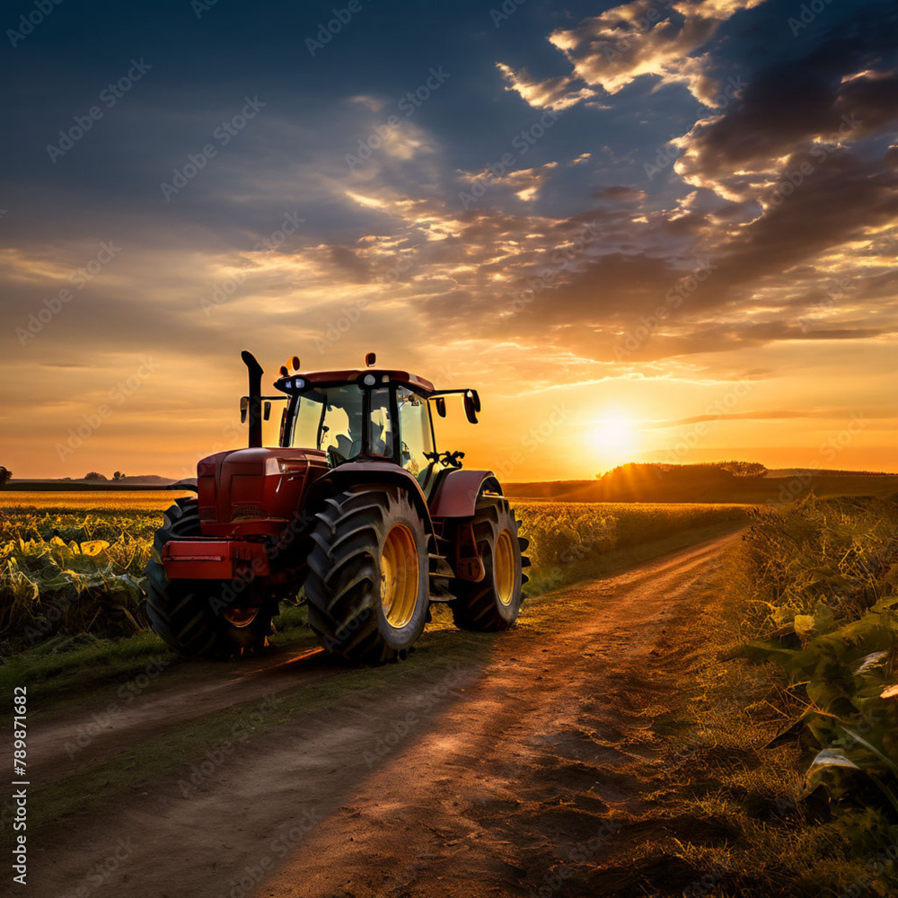 Fototapeta premium tractor on the field