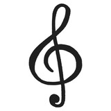 Treble clef png sticker, black music symbol on transparent background