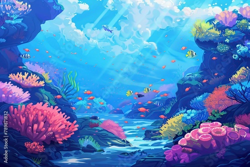 Coral Reef, Illustration style landscape