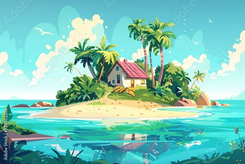 Island Paradise  Illustration style landscape
