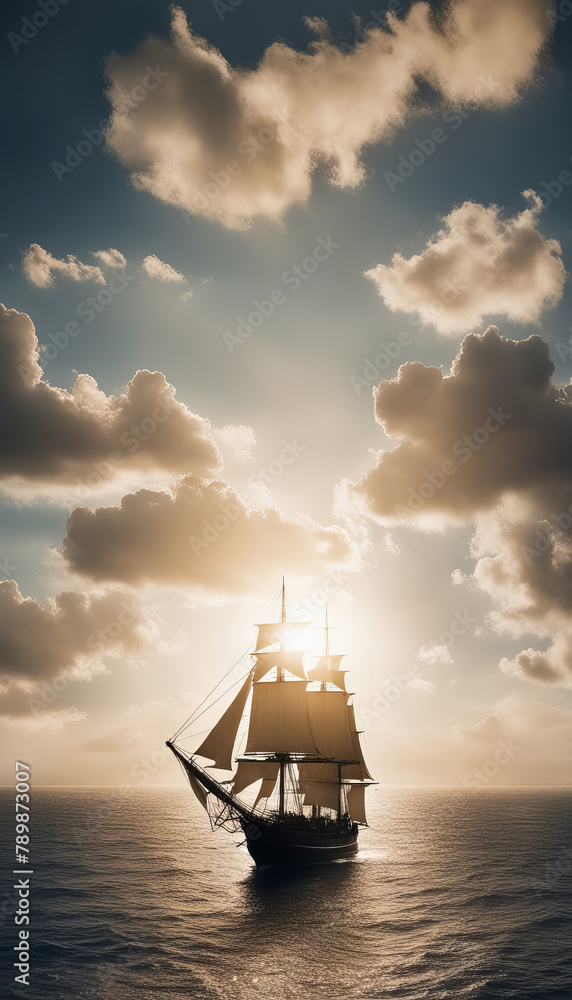 Fototapeta premium Sailboat in the skies