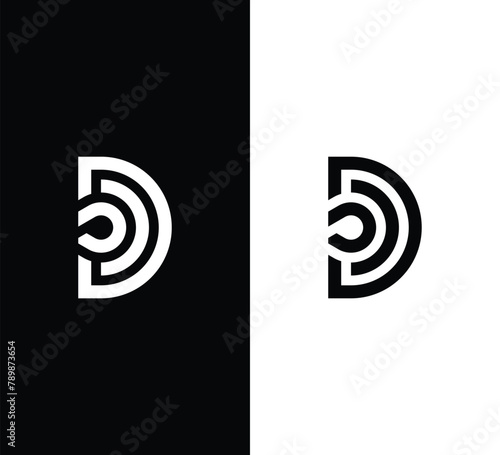 Letter D line logo design vector template illustration