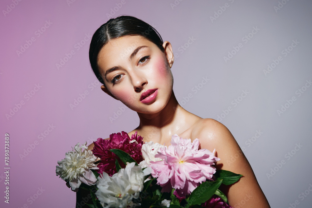 blush woman attractive flower beauty face model pink portrait make-up girl blush woman attractive flower beauty face model pink portrait make-up girl