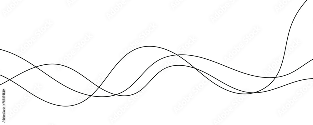 Wave lines vector illustration. Curve wave seamless pattern. Line art striped graphic template.
Wave lines vector illustration. Curve wave seamless pattern. Line art striped graphic template.