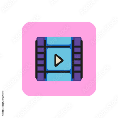 Film strip with play sign line icon. Player, multimedia, filmstrip. Video content concept. Can be used for topics like movie, mobile apps, video.