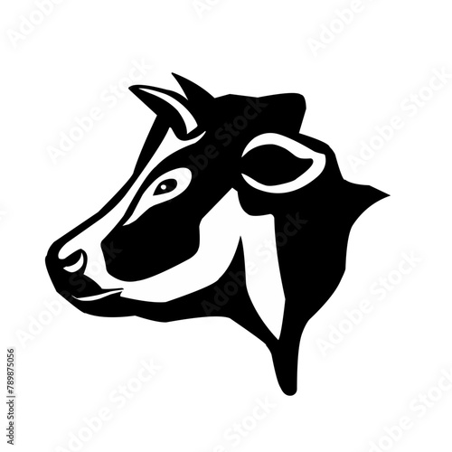 vector cow head  isolated black and white cow.