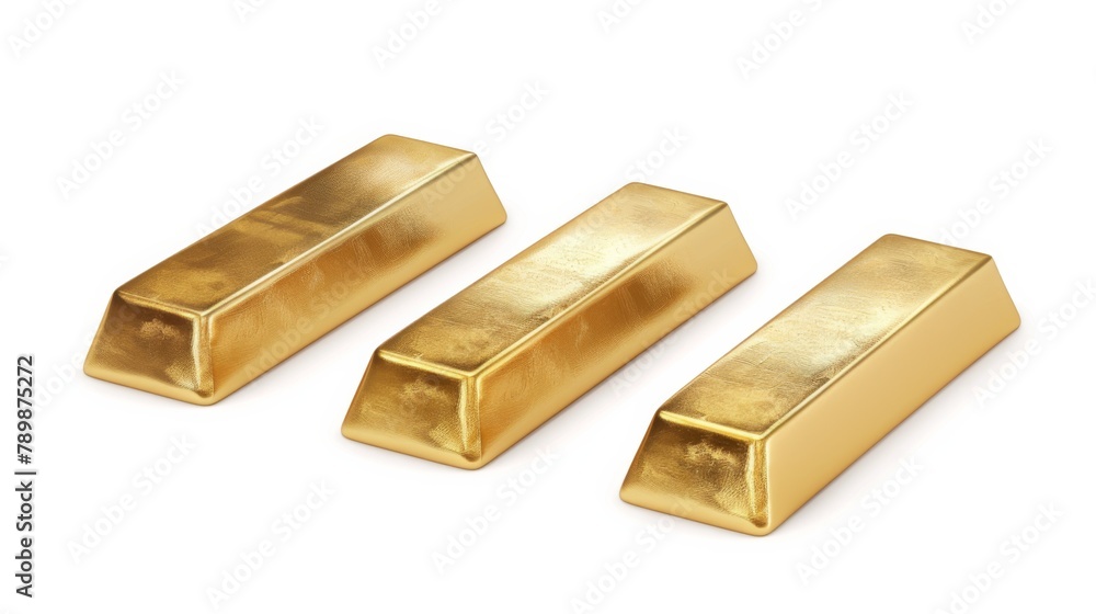 Set of 3d realistic gold bars isolated on white background. Set of 3d realistic gold bars isolated on white background.