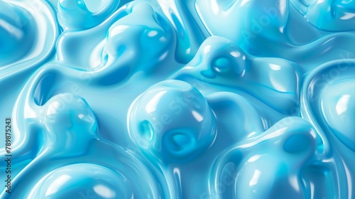 Abstract background with turquoise metaball shapes. Morphing organic azure blobs. Vector 3d illustration. Abstract 3d background.