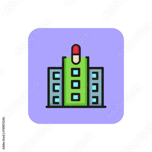 Icon of hospital building. Clinic, ambulance, architecture. Medicine concept. Can be used for topics like healthcare, service, construction