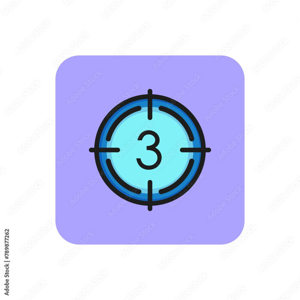 Film countdown line icon. Target, three, focus. Cinema concept. Can be used for topics like movie, cinema, video. Film countdown line icon. Target, three, focus. Cinema concept. Can be used for topics like movie, cinema, video.
