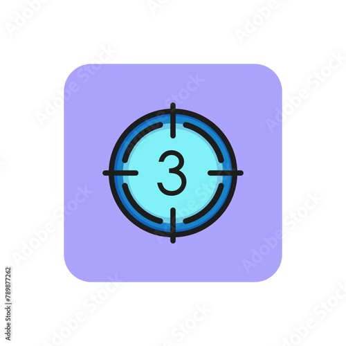 Film countdown line icon. Target, three, focus. Cinema concept. Can be used for topics like movie, cinema, video.