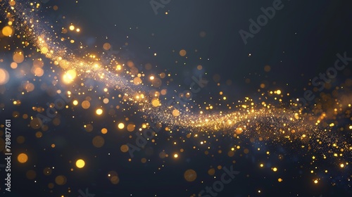 The magic sparkles png isolated on transparent background. An abstract modern illustration of yellow and golden glitter particles flying. Stardust glistening in the dark. An ambience of festive