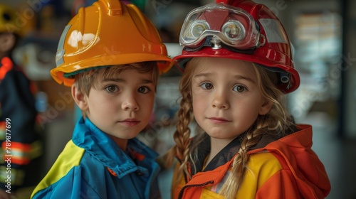 Boys and girls engage in role-playing activities, showcasing their interests and ambitions through career-themed costumes