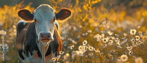 a cow in a field for grazing photo