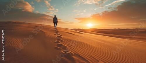 A guy on the sand, going in obedience to God photo