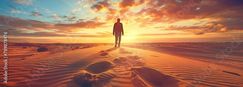 A guy on the sand, going in obedience to God photo