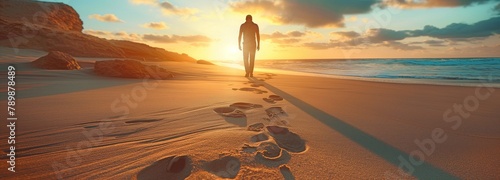 A guy on the sand, going in obedience to God photo