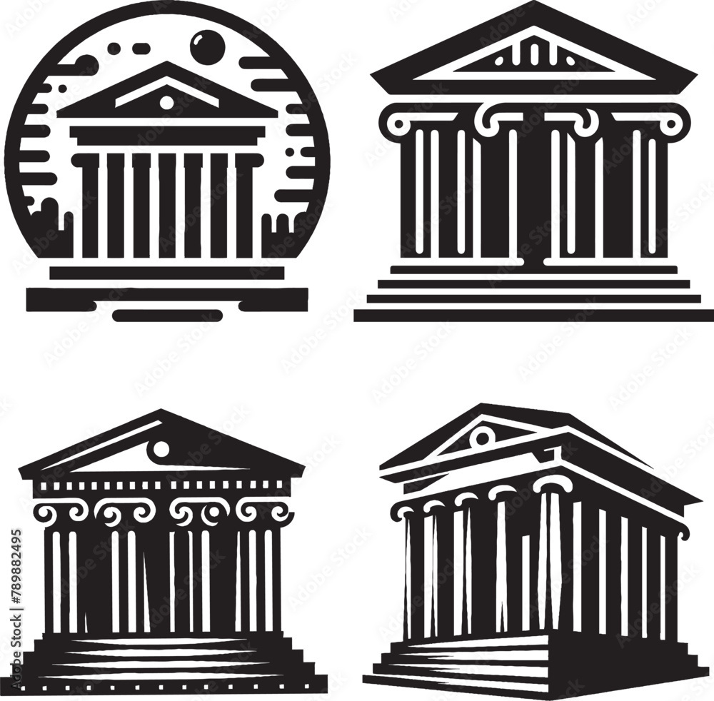 set of Ancient temple icon isolated on white background. Vector art. set of Ancient temple icon isolated on white background. Vector art.