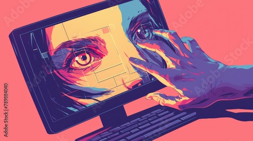 An eye catching clipart showcasing a hand emerging from a computer screen photo