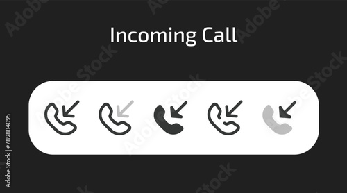 Incoming Call icons in 5 different styles as vector	