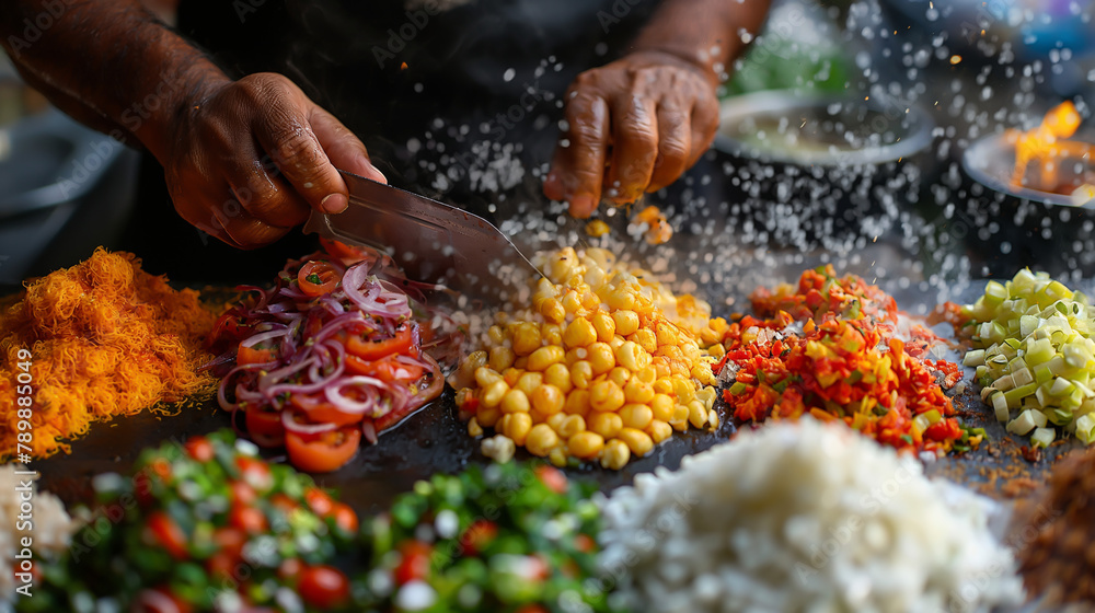Image of street food vendors preparing local delicacies, culture