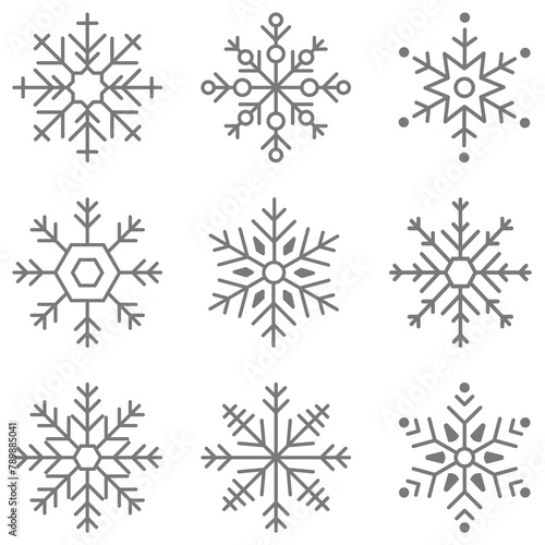 Gray snowflakes social ads template set vector