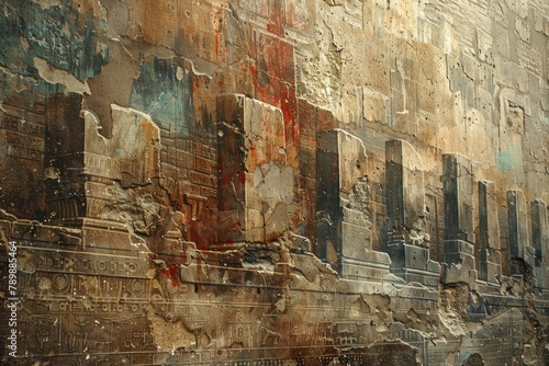 Vibrant strokes adorn the ancient wall, depicting the ceaseless motion of progress and the beauty found within hard work.