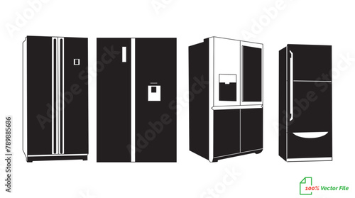 Refrigerator line art vector, icon minimalist illustration design template. Fridge  line art vector illustration. Best fridge outline design. hand drawn cartoon fridges Vector illustration.
