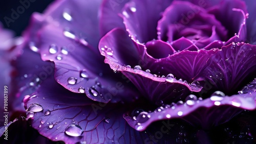 Close-up of vibrant red cabbage slices. photo