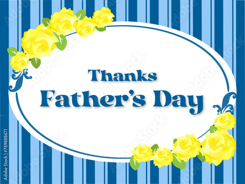  Thanks Father’s Day 父の日ストライプ模様と黄色バラ