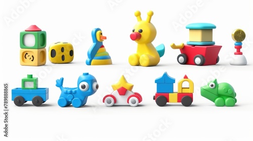 Toy Colorful Different Service. Sticker pack for children on white background.