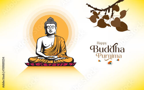 Happy Buddha Purnima or Vesak day hindu festival celebration background design