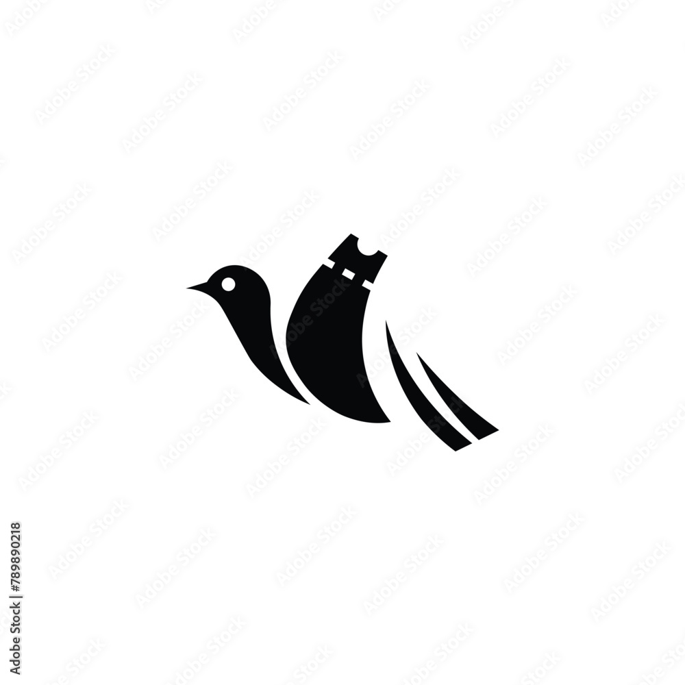 Ticket bird logo design vector. flying bird logo design Ticket bird logo design vector. flying bird logo design