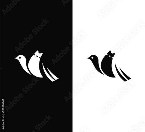Ticket bird logo design vector. flying bird logo design
