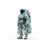 Man in Space Suit Standing in Front of White Background. Generative AI