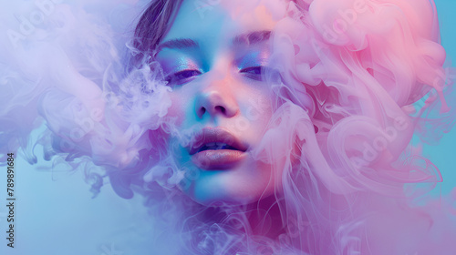 Colorful Smoke Girl,generative ai