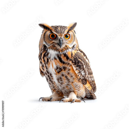 Owl Perched on White Surface. Generative AI
