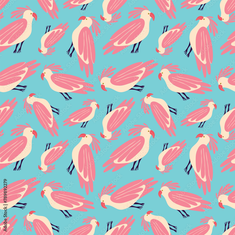 blue seamless pattern with tropical birds blue seamless pattern with tropical birds