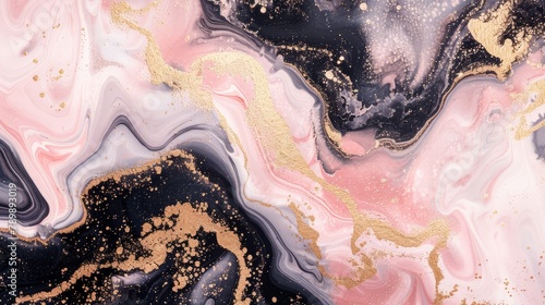 natural luxury wallpaper. Pink and black marble and gold abstract background texture. pink marbling with natural luxury style swirls of marble and gold powder. 
