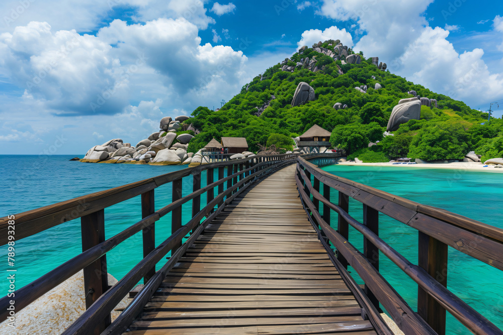 photo wooden bridge at koh nangyuan island photo wooden bridge at koh nangyuan island