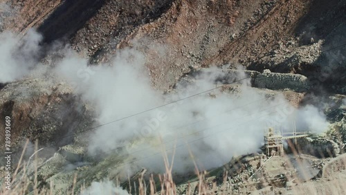 Sulfur mines on a mountain in Japan