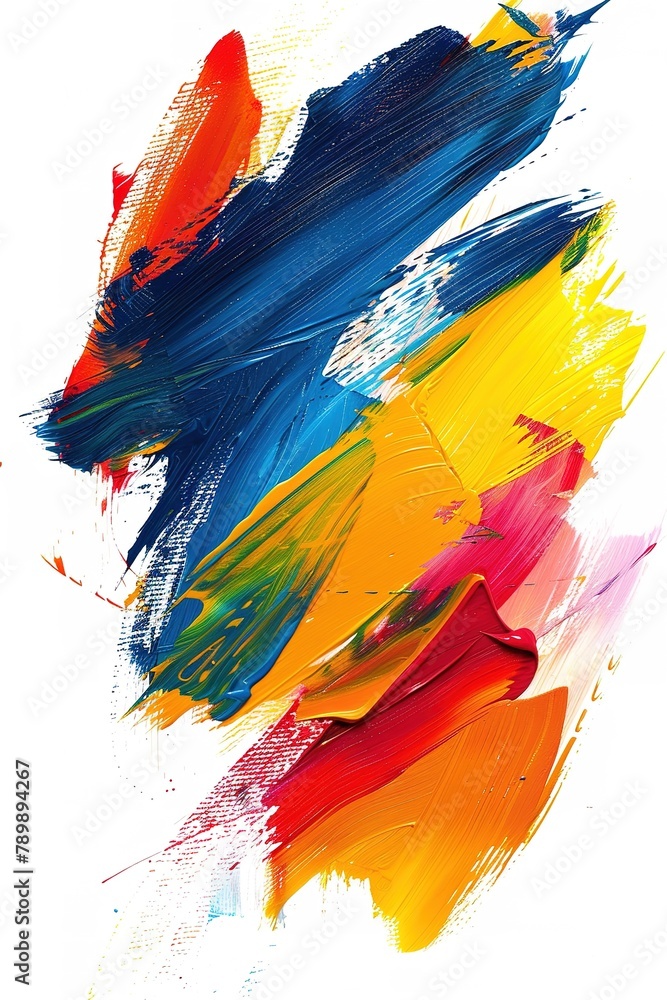Vibrant brush strokes of colorful paint create an abstract artwork. Vibrant brush strokes of colorful paint create an abstract artwork.