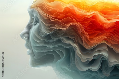 Multicolored Pattern Adorning a Persons Head. Generative AI photo