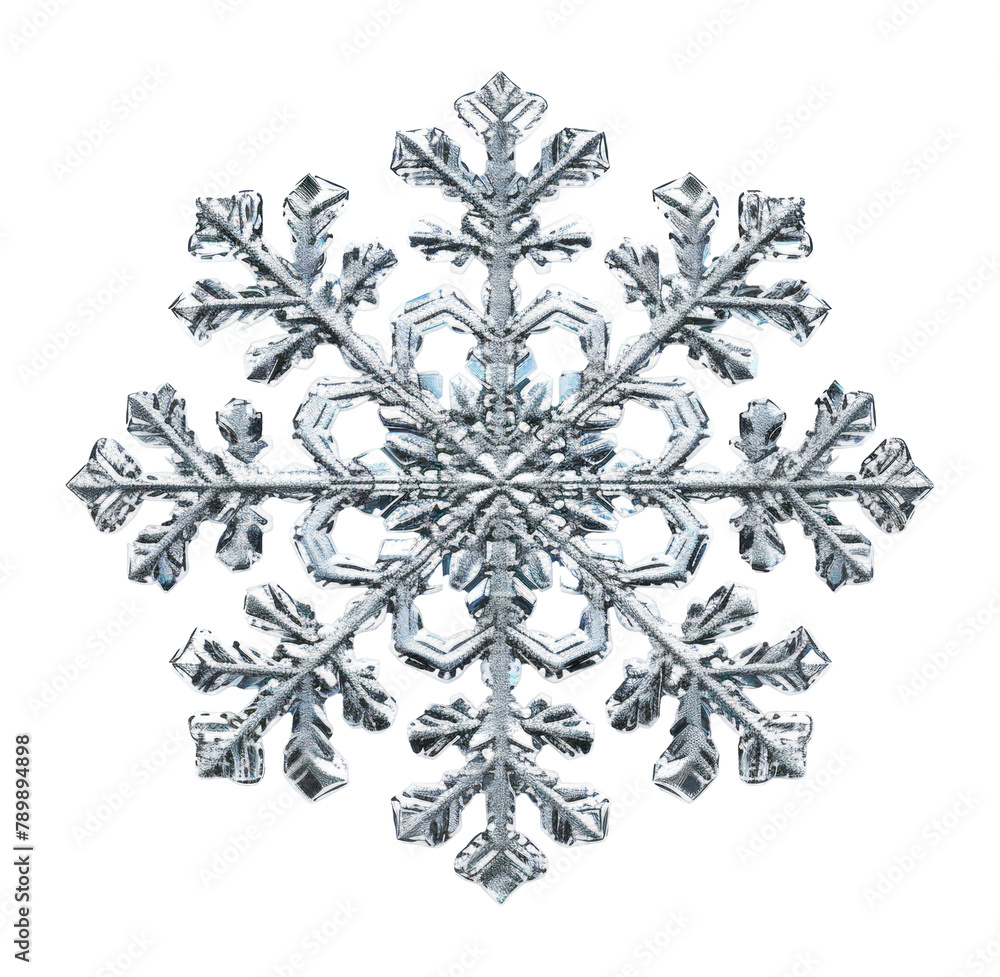 Crisp snowflake with unique pattern isolated on transparent background Crisp snowflake with unique pattern isolated on transparent background