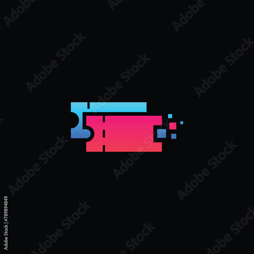 Ticket icon logo design vector. colorful ticket logo with dot pixel