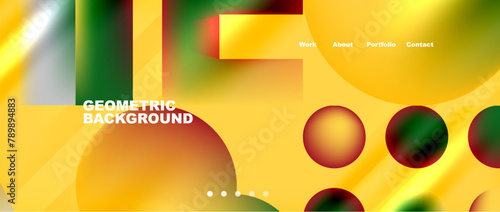 Vibrant geometric background featuring circles and lines in shades of amber and orange. The pattern resembles a liquid design with colorful tints and shades, creating a visually appealing composition