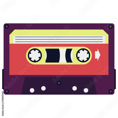 Retro Cassette Tape in Classic Design and Shape. Vintage Audio Tape. Isolated Vector Icon
