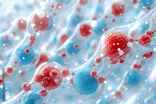 Red and Blue Blood Cells in a Vein. Generative AI photo