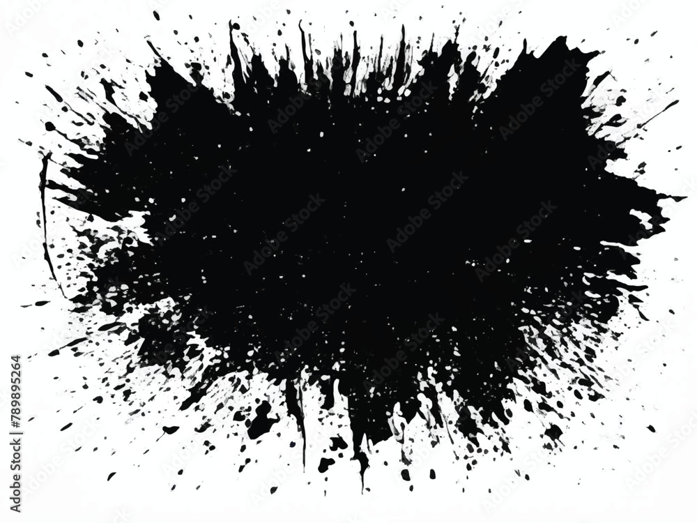 Abstract Black Splash. Isolated on white background. Black Ink splash on white background. 