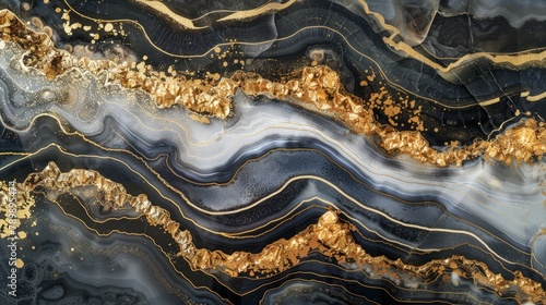 Natural Luxury, Style incorporates the swirls of marble or the ripples of agate, Very beautiful cool powdery black paint with the addition of gold powder. photo